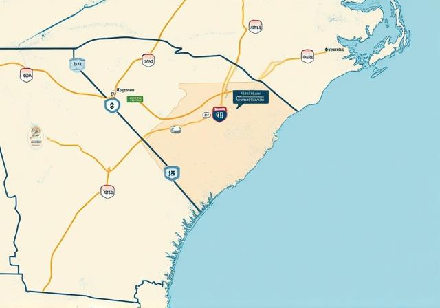 Map of the Southeast identifying Greer SC as a logistics hub near I-85 and SC Inland Port
