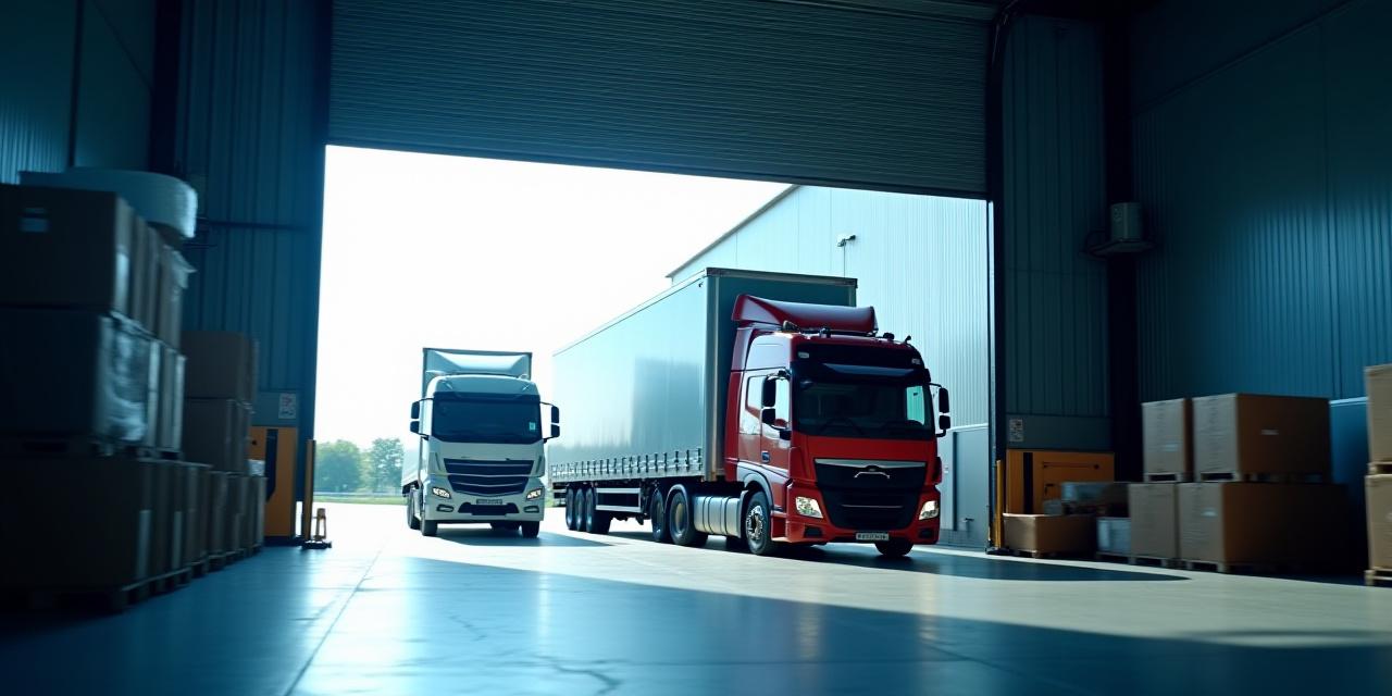 Active loading dock with freight being loaded into a Systems 4 Logistics trailer